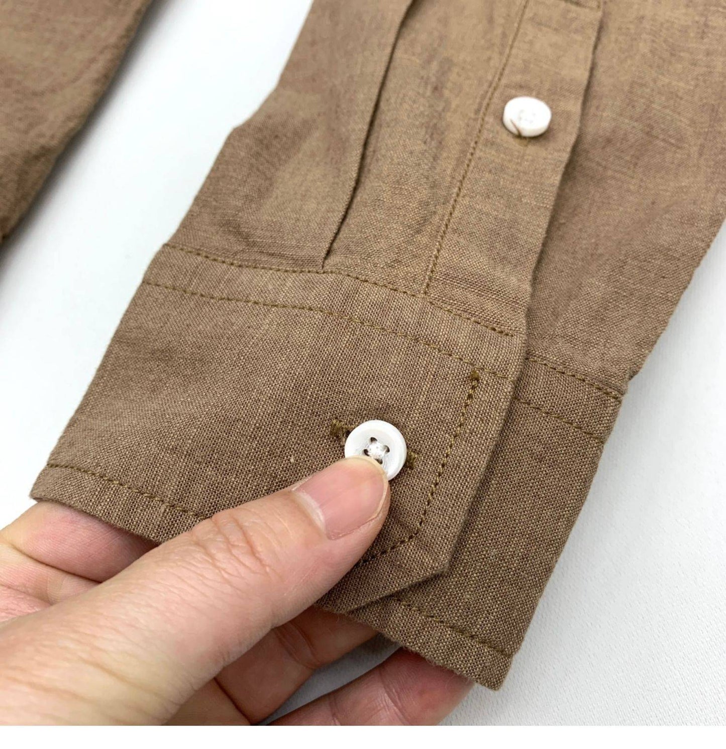 Sold Color Mens Cotton Linen Shirts Harajuku Casual Simple Comfortable Long Sleeve Loose Buttons Blouses Shirt With Chest Pocket