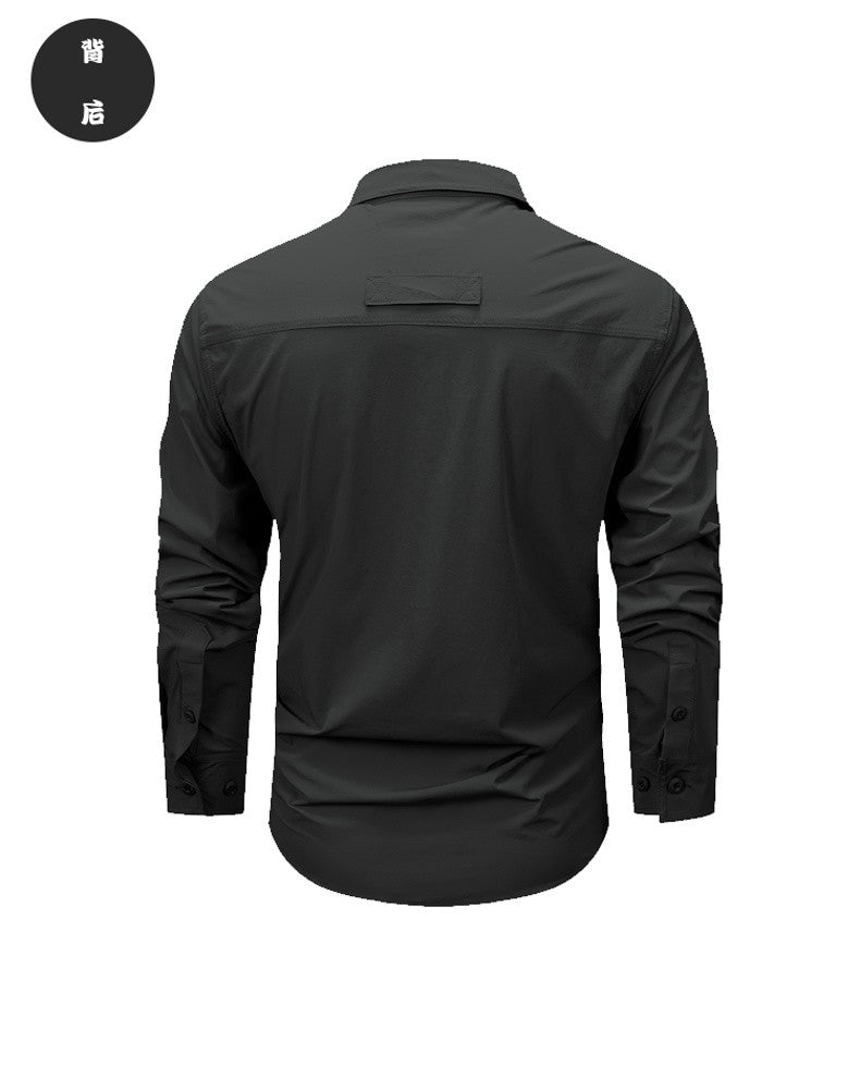 Spring Autumn Men's Shirts Tactical Work Long Sleeve Shirt Tops Outdoor Casual Multi-pocket Camp Hike Cargo Long-sleeved Shirts