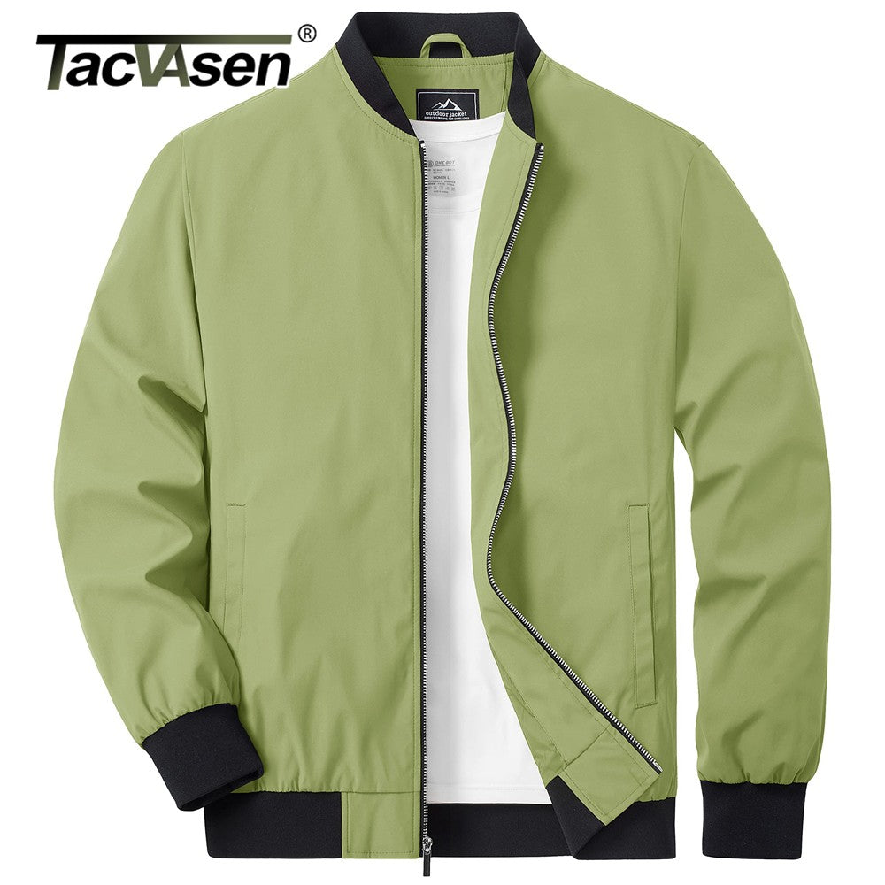 TACVASEN Lightweight Spring Windbreaker Mens Bomber Jackets Outdoor Basketball Jakcets Sportswear Coats With Pocket Casual Tops