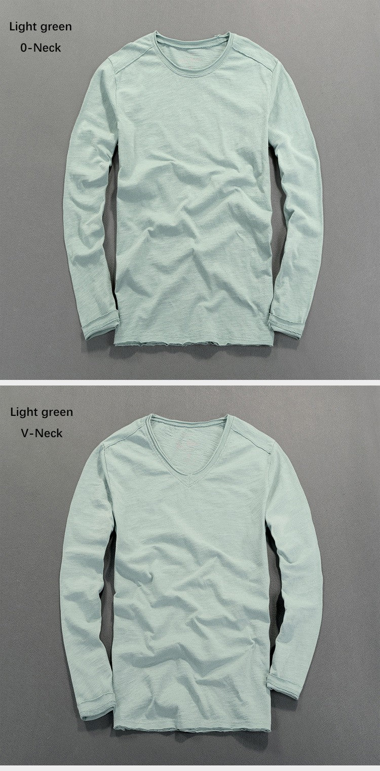 Fashionable Bamboo Cotton Long Sleeve Vintage T-shirts Men Casual Thin Tops Tees Comfortable Tshirt Distressed T-shirt