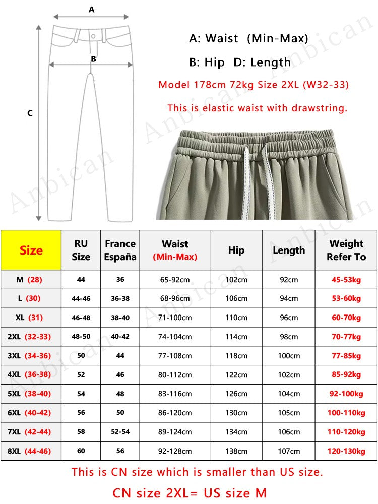 Men's Jogger Cotton/Polyester Sweatpants Big Size 8XL 7XL 6XL Sports Baggy Pants Sting Banding  Hip Hop Loose Harem Trousers