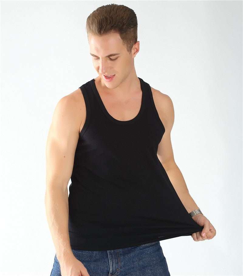 Cotton Tank Top Men Summer Shirt Solid Color Undershirts soft O-neck plus size M to 4XL