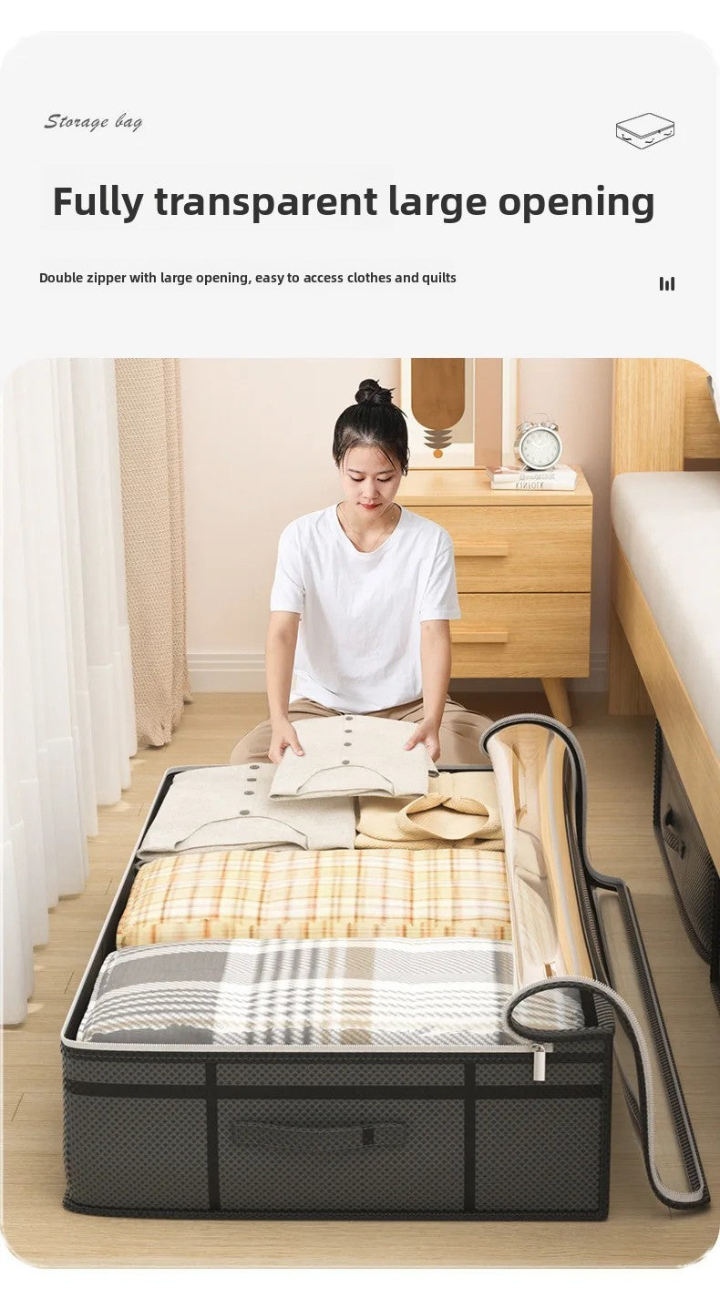 1PC Large Underbed Storage Bag - Foldable Clothes Quilt Organizer for Bedroom Dormitory, Space Saving Doggy Bag