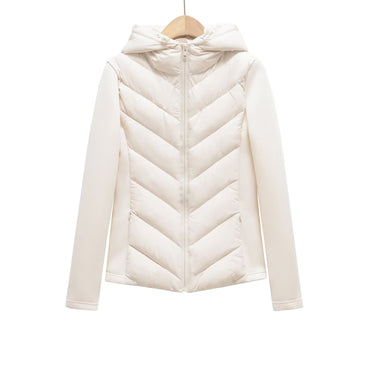 BSK&TRAF autumn and winter new women's hooded air cotton long-sleeved slim stitching light quilted down cotton jacket for women