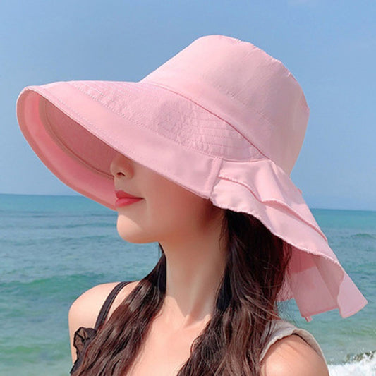 Novo Chapéu de Sol Feminino de Verão Com Proteção de Pescoço e Para-sol Para Ciclismo ao Ar Livre, Chapéu de Pescador de Aba Larga, Boné de Caminhada