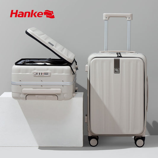 Hanke Innovative Design 20" Carry On Suitcase 24" Travel Luggage Aesthetic Narrow Aluminum Frame PC Hardside Spinner Wheel H9860