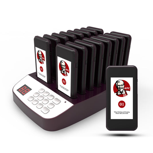 Waterproof 16 Pager System for Restaurants Hotels Food Trucks & Church Nursery with Vibration Flashing Buzzer & Call Features