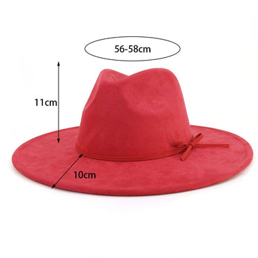 Suede fedora hat with same color accessories teardrop top wide brim hat for men and women Panama hat chapeau homme sombrero