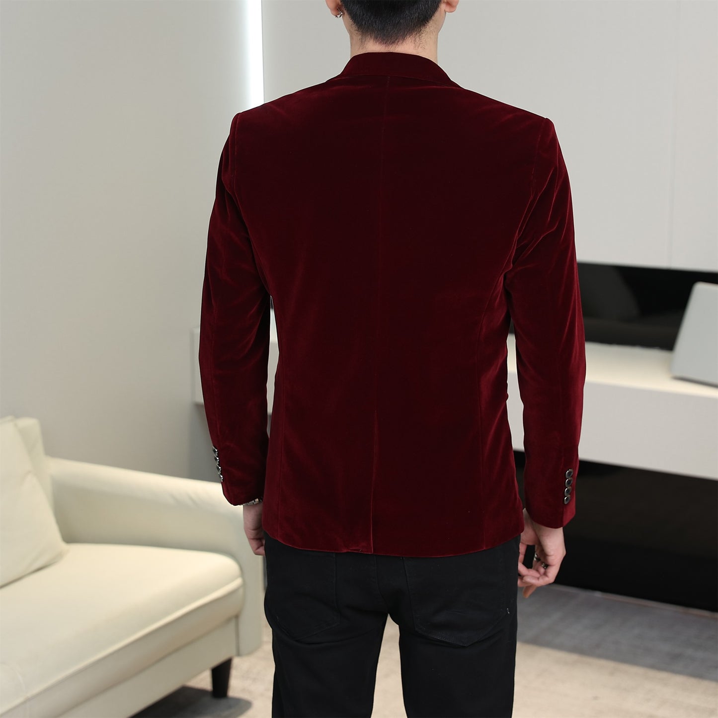 Gold Velvet Suit Men's Trendyy Performance Suit Spring & Fall All Year Round Slim Thin Youth Dress Groomsmen Groom's Dress Wedding Party Suit