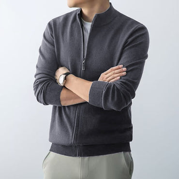 Animal Game Men's Zipper Cardigan Sweater Slim Fit Sweaters Stand Knitwear Jumper Warm Cold Blouse Zip Long Sweatcoats