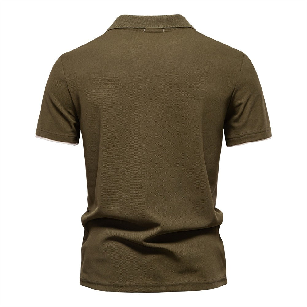 AIOPESON Men's Summer V-Neck Striped Polo Shirt Breathable Slim Fit Polo Shirts for Men Lightweight Casual Athletic Polo