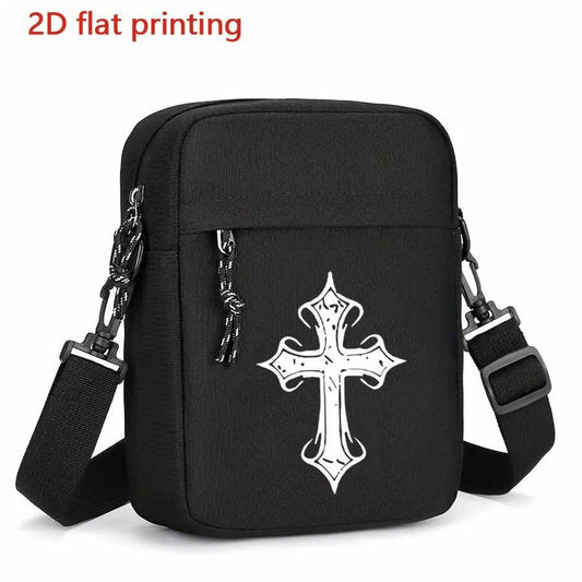 Jesus Cross Print Design Mini Shoulder Bags Men Women Lightweight Multifunctional Messenger Bag Male Daily Commute Crossbody Bag