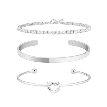 3pcs Stainless Steel Gold Plated Bracelets for Women Adjustable Jewelry Gifts Luxury Zircon Chain Bangles Jewelry Accessories