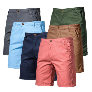 Men Summer Soild Cotton Shorts For Man Casual Business Shorts Elastic Waist Sport Beach Shorts Gym Running Shorts Male Clothing