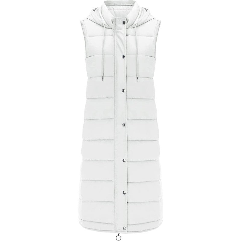 Long with Hood Outdoor Vest Down Women's Jacket Quilted Coat Sleeveless Jacket Winter Light Weight Sweaters