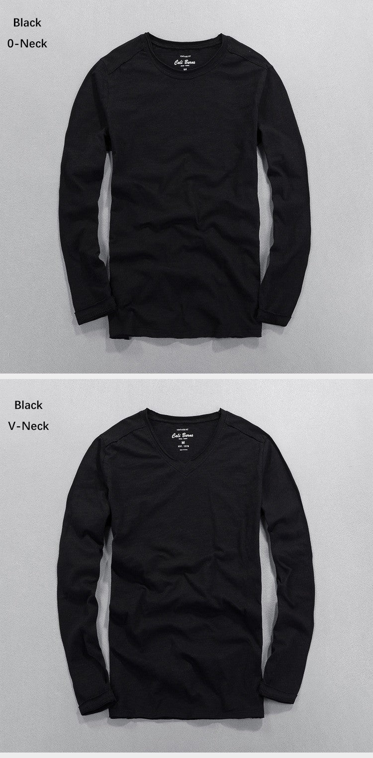 Fashionable Bamboo Cotton Long Sleeve Vintage T-shirts Men Casual Thin Tops Tees Comfortable Tshirt Distressed T-shirt