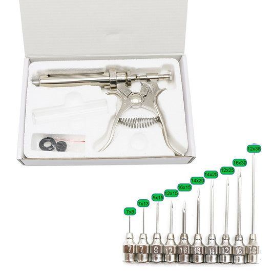 Veterinary Animal Continuous Injection Syringe Revolver 10/20/50ml Stainless Steel Automatic Vaccination Gun for Cow Pig Sheep