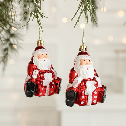 2PCS Red&white Christmas Hanging Decoration Plastic Santa Clause Xmas Ornament Ball Festival Camera Owl Xmas Baubles