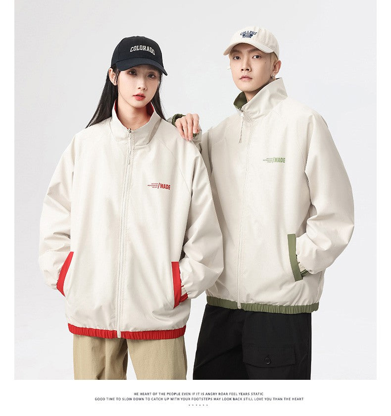 New Jacket Two-sided Long Sleeve Outdoor Men Coats Women Reversible Windproof Coats Splashproof Double-Sided Jackets Couple Top