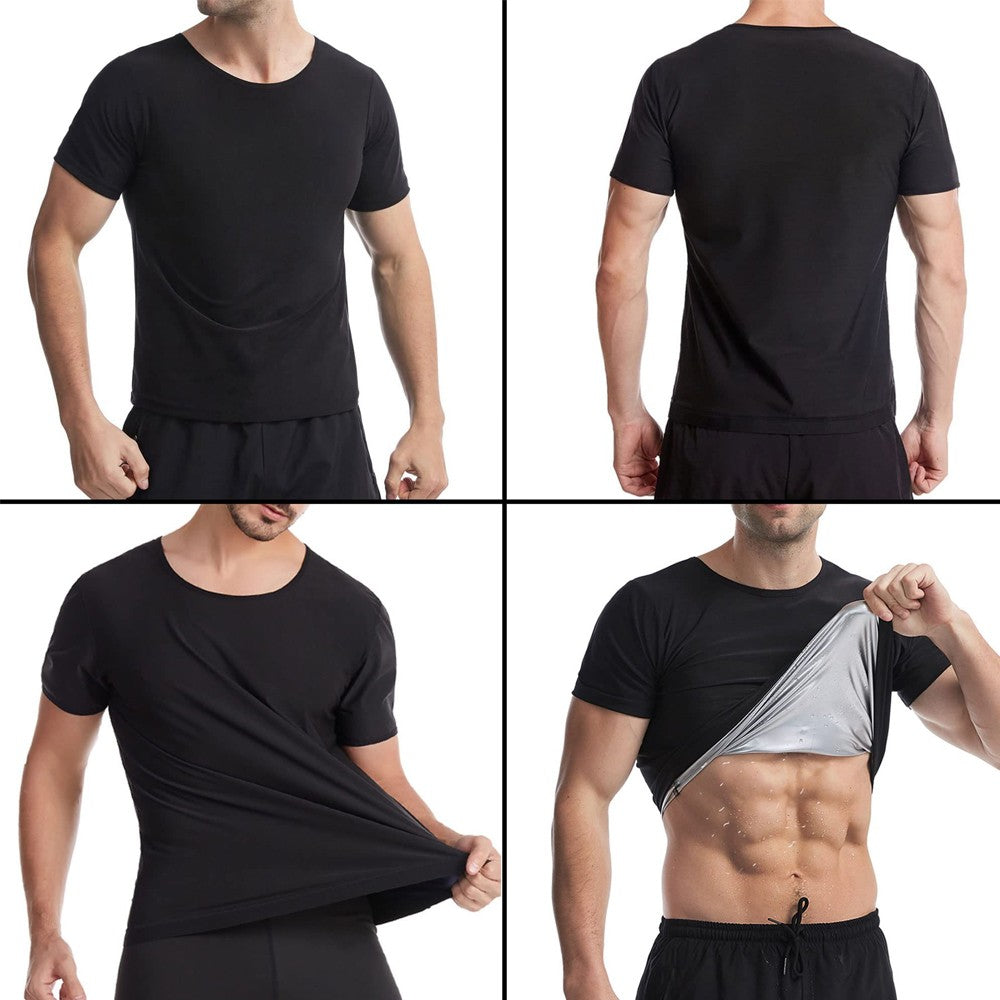 1PC Unisex Sauna Suit Short Sleeve Sweat Shirt Workout Vest for Gym Sport Fitness Body Shaper Slimming Top for Men And Women