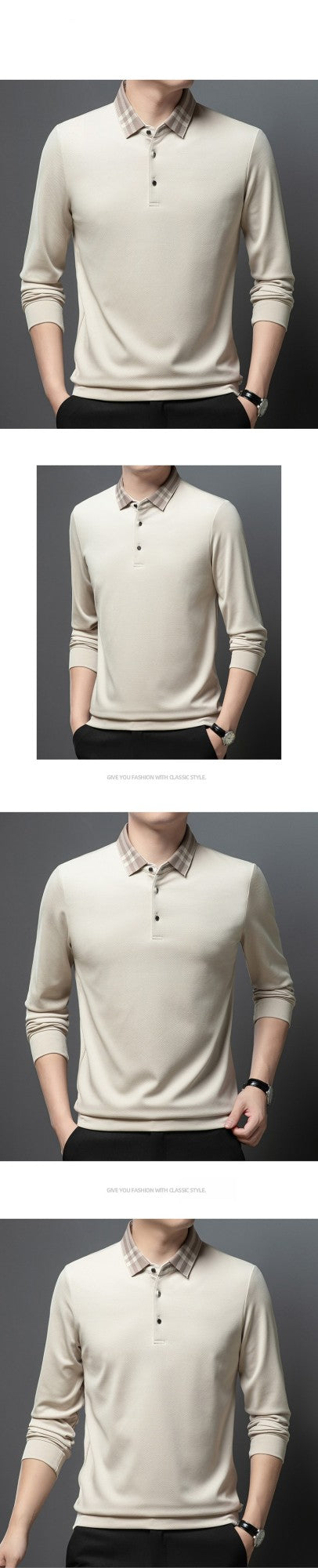 Light luxury brand polo shirt long sleeved spring and autumn new style comfortable and breathable casual striped lapel T-shirt