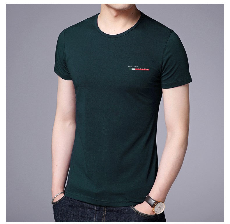 2025 New Summer Brand Tops Round Neck t Shirt For Men 95% Cotton 5% Spandex Plain Bulk Short Sleeve Casual Fashion Mens Clothes