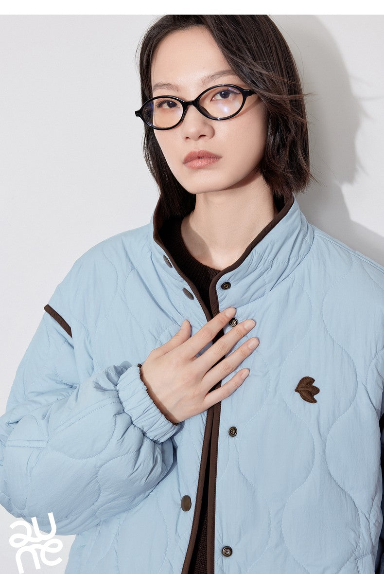 TOYOUTH Women Thick Cotton Coat 2024 Winter Long Sleeve Lapel Collar Contrasting Color Splicing Elegant Outwear Jacket Coat