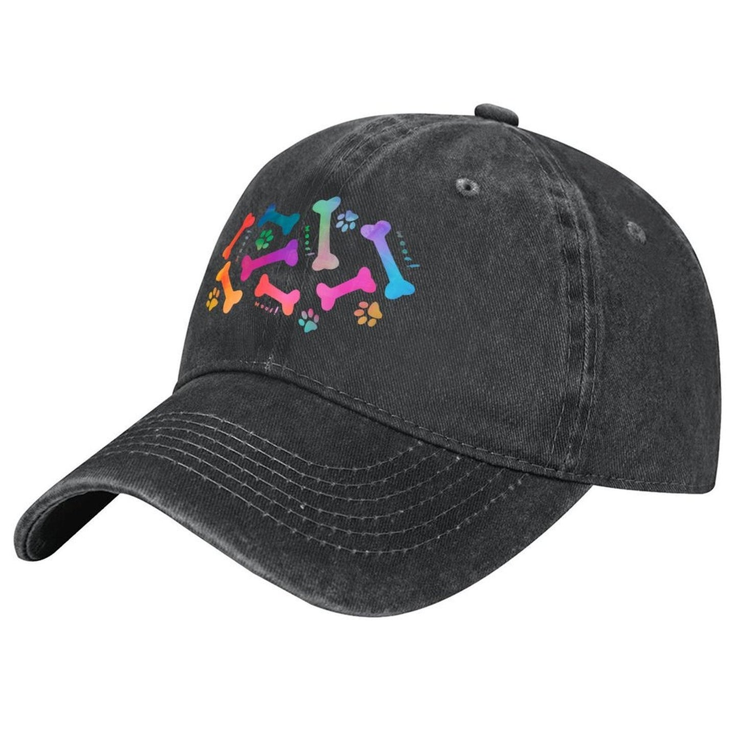 Rainbow dog bones and paw prints pattern Baseball Cap Luxury man cap fashionable Brand Man cap Cosplay Caps For Men Women's