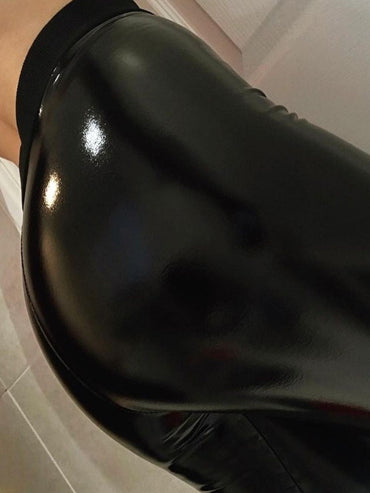 Shiny Metallic Leggings Mirror Women High Waist Legging Stretchy PU Solid Sexy Shinning Bodysuit Pleather