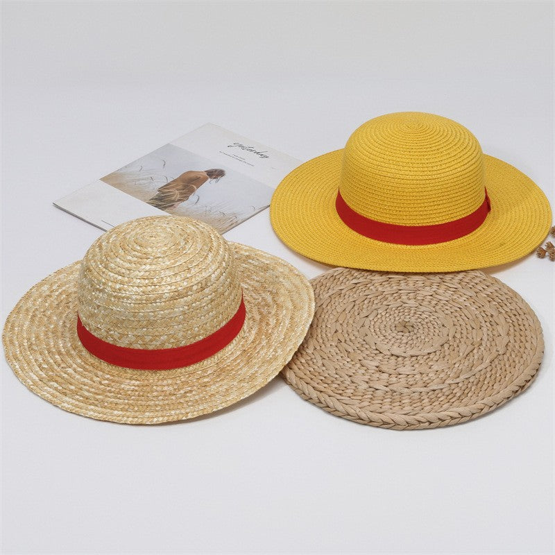 Matching Family Hat - Luffy Straw Hat for Cosplay & Beach, Sun Protection Summer Hat for Men Women Kids