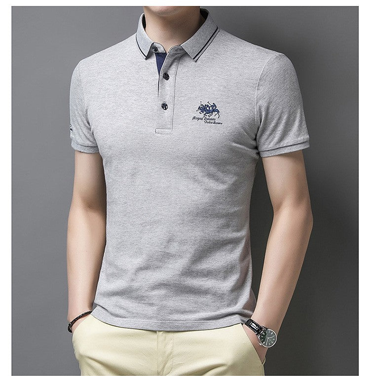 New Summer Embroidered Pure Cotton Men's Luxury Polo Shirt Top Casual Short Sleeved Fashionable Wrinkle Resistant Men's T-shirt