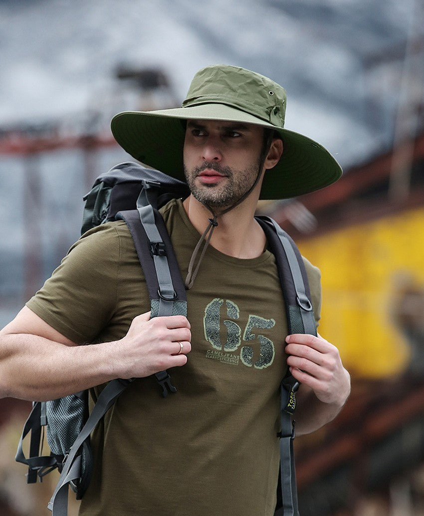 2025 New Fashion Summer Bucket Hat Cowboy Men Outdoor Fishing Hiking Beach Hats Mesh Breathable Anti UV Sun Cap Large Wide Brim