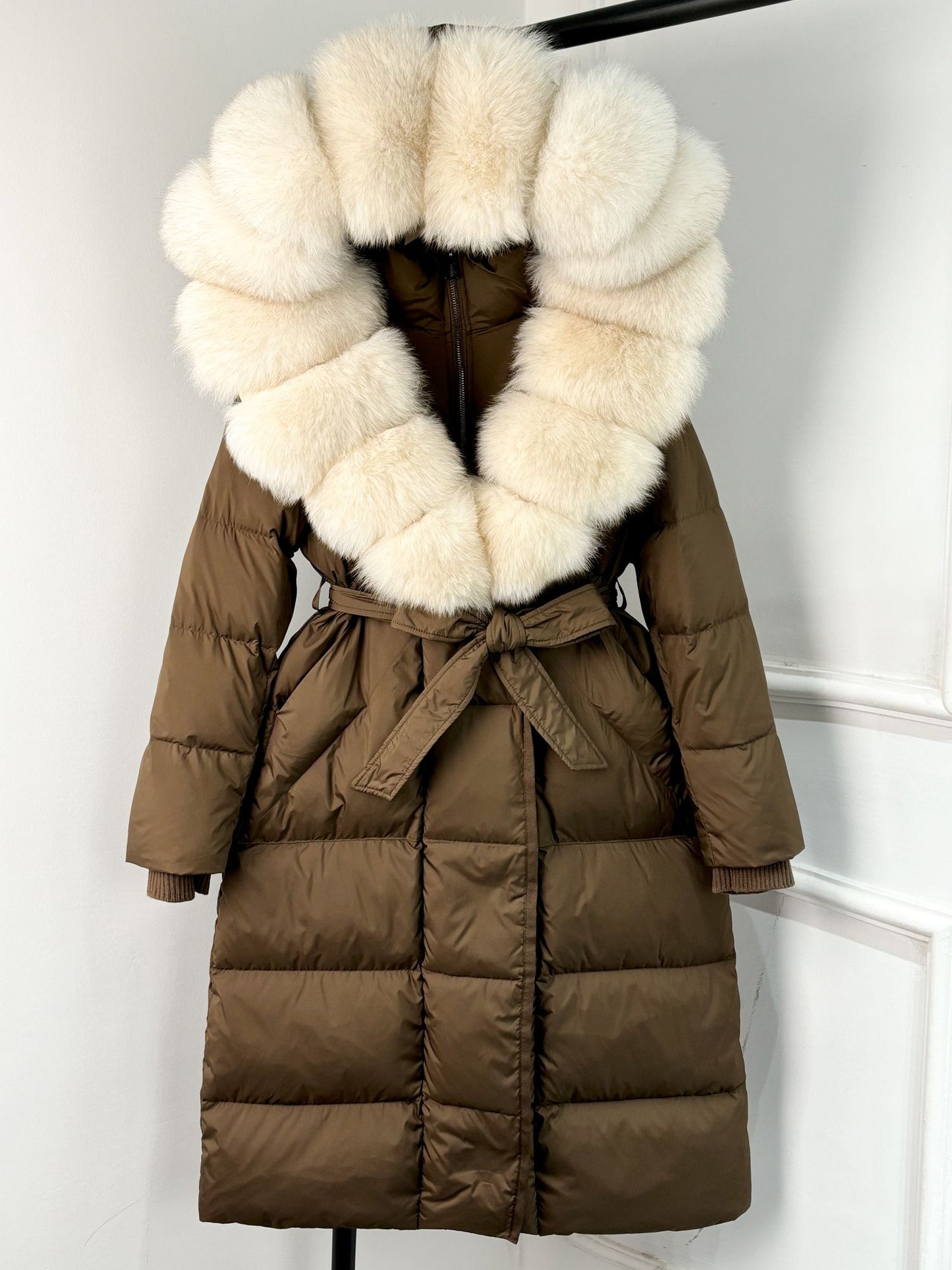 Janveny New Winter Long Hooded Puffer Jacket Women Warm Thickened Real Fox Fur Collar White Goose Down Jacket Waterproof Parkas