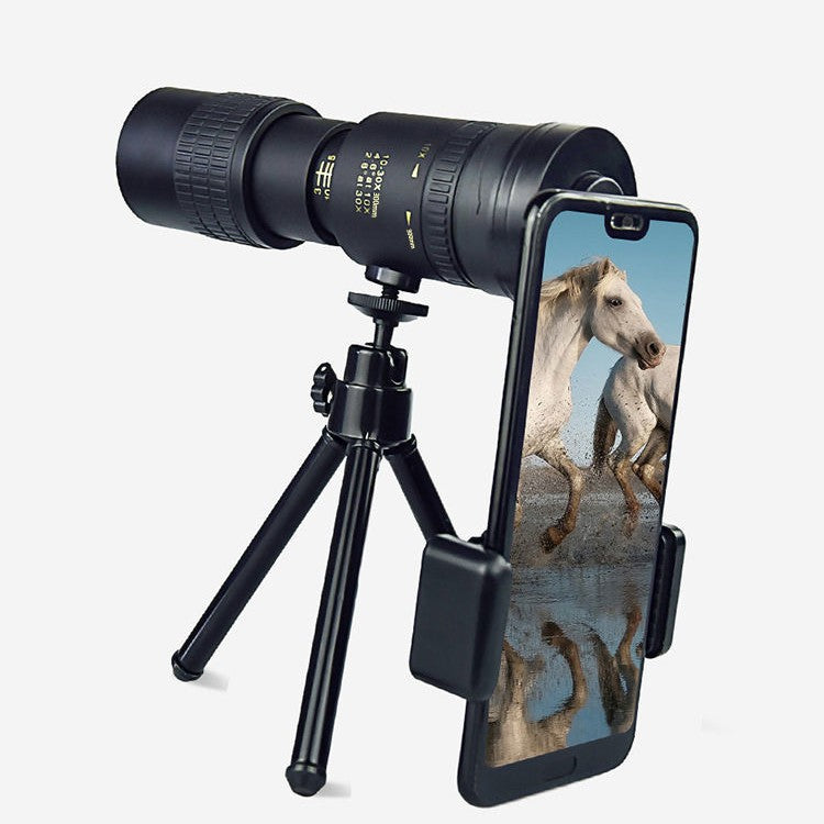 Telescópio Monocular para Uso Externo de Alta Definição, Grande Ampliação, Portátil, Dobrável e com Ampliação Variável 10-300X40