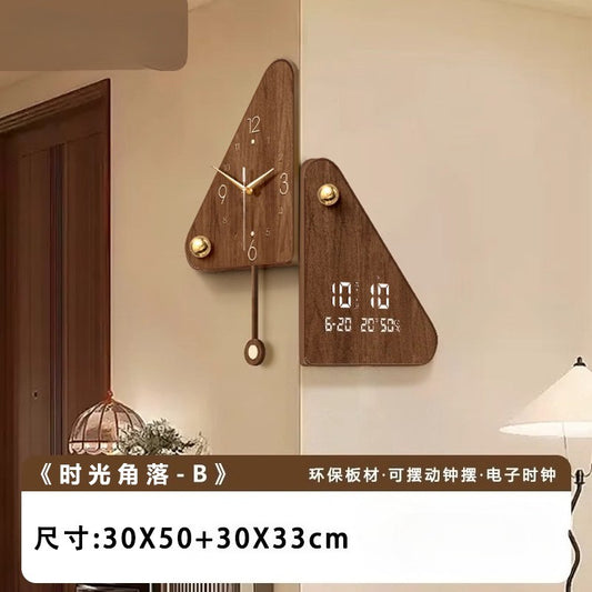 Double-sided Wall Clock Corner Perpetual Calendar Electronic Clock Medieval Style Without Punching Clock Wall Hanging