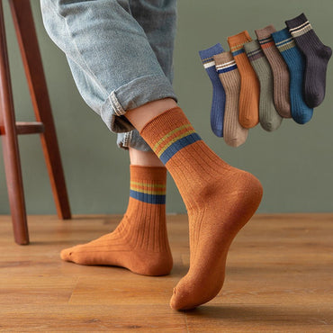 10 Pair Men's Striped Socks Spring Fashion Casual Socks High Quality Harajuku Retro Socks Man