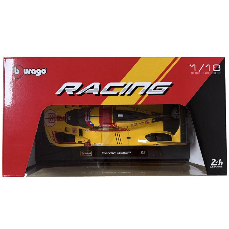 Bburago 1:18 2024 Wec QatarFerrari 499p 24h Lemans Modificata 24 Racing No83 Miniature Diecast Model Toys Acrylic Box Black #51