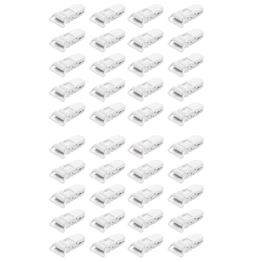 40Pcs Baby Kids T-Shape Plastic Pacifier Clips Soother Dummy Style Badge Holder White