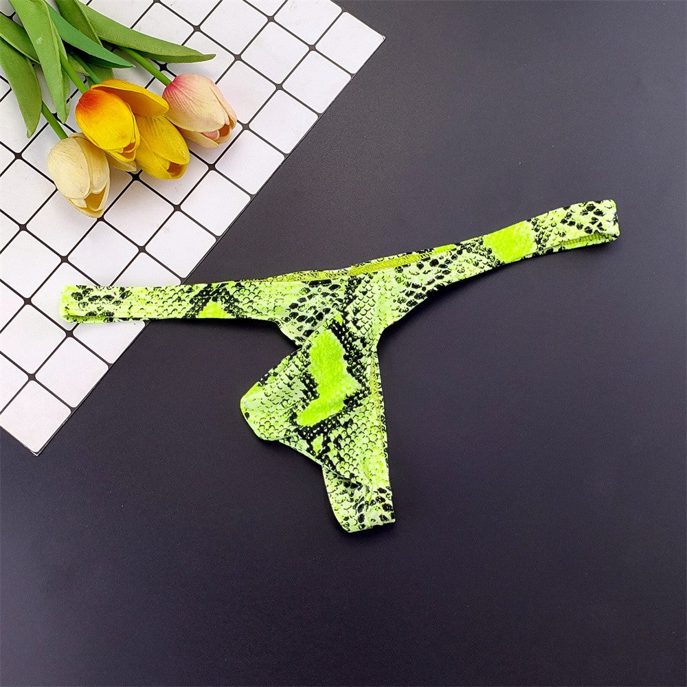 Sexy Leopard/Snake Printed Big U Convex Thong Men's Bugle Pouch Underwear Male Plus Size G Strings Tanga Hombre