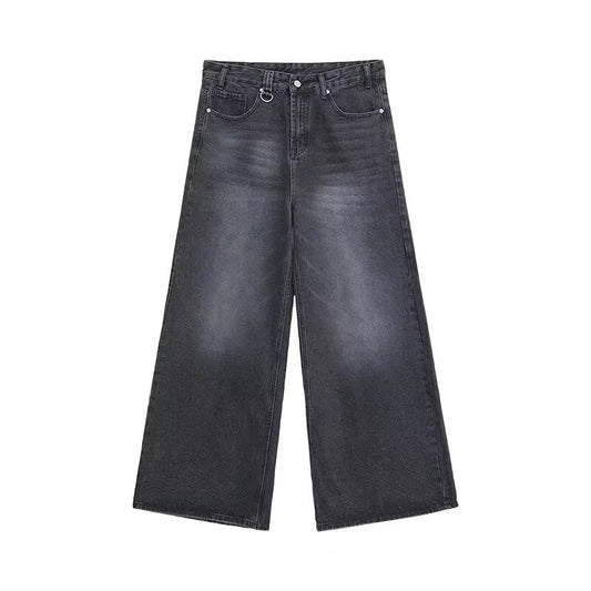 Summer Men Baggy Jeans Unisex Vintage American Style Straight Wide Leg Denim Pants Fashion Brand Hot Sale Casual Trousers