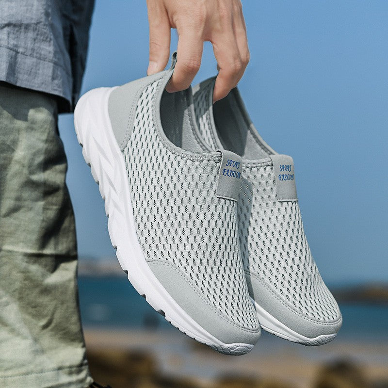 Tênis Masculino YRZL Respirável em Mesh, Casual, Antiderrapante para Uso Externo, Tamanho Grande, Loafer Leve para Caminhada, Calçado Masculino de Tênis
