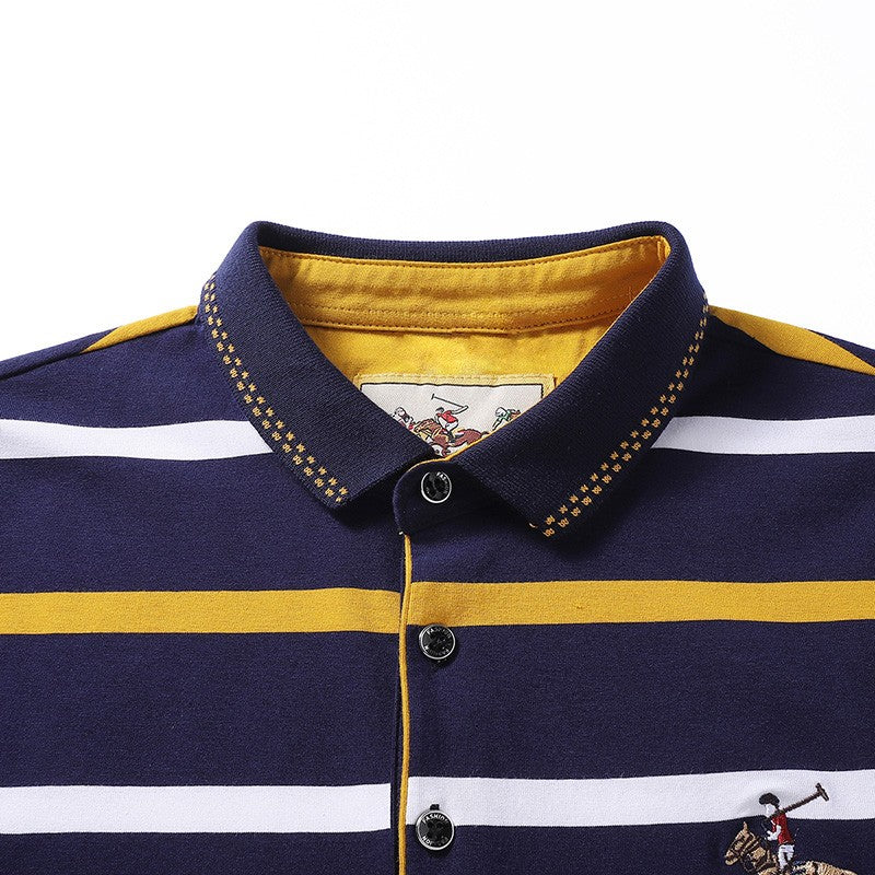 Men Polo Shirt Cotton Embroidery Long Sleeve Spring Stripe Polo Shirt Men Autumn Casual Fashion Polo Shirt Business T-shirts Men