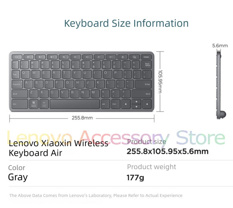 Teclado Bluetooth sem fio Lenovo Xiaoxin Air conecta 3 dispositivos Windows10 iPadOS15 Android10 para laptop, notebook, tablet, celular