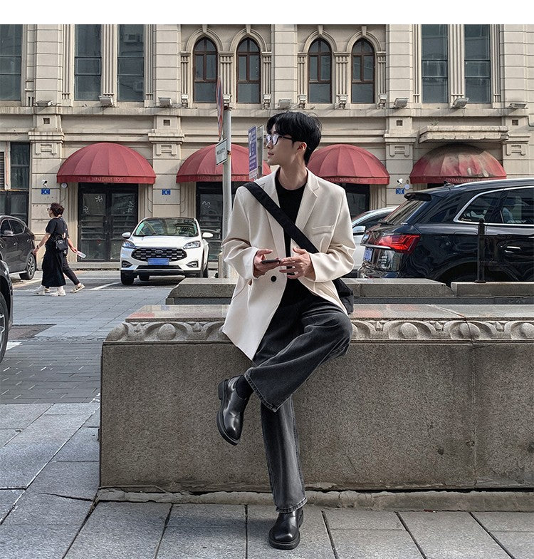 2024 Spring Summer Men Formal Blazers Men Korean Fashion Loose Casual Dress Jacket Men Harajuku Social Suit Jacket Clothing