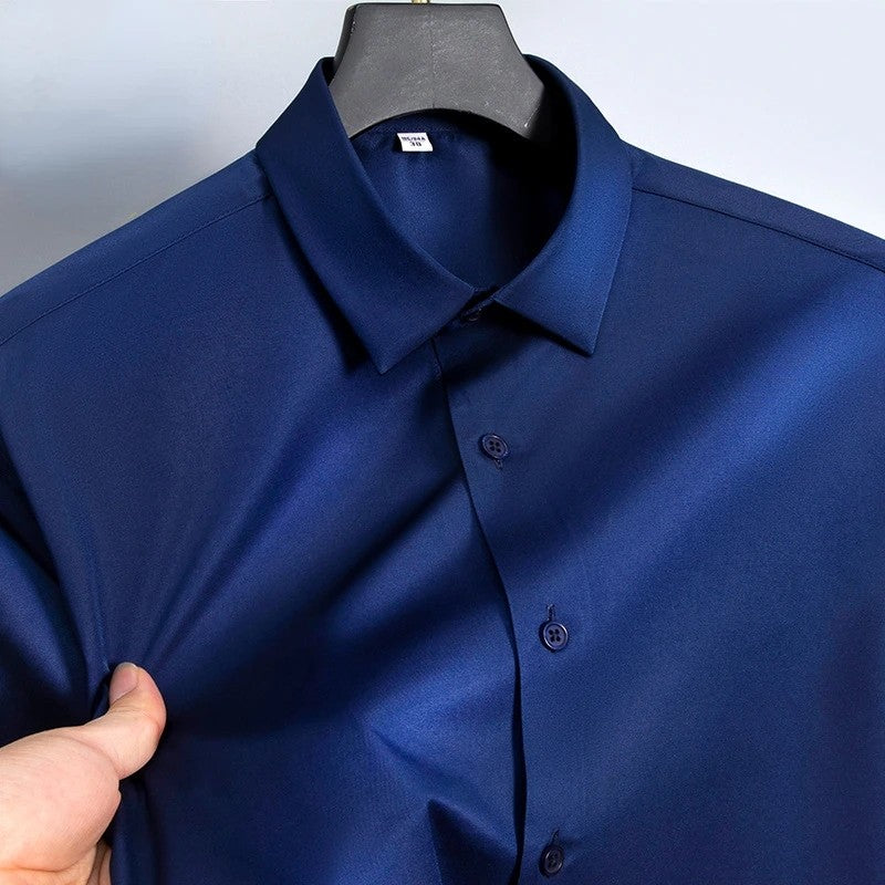 New Anti-Wrinkle Men Shirts Long Sleeve Dress Shirts For Men Slim Fit Camisa Social Business Blouse White Office Shirt S-6XL