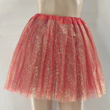 Adult hot mesh tutu skirt 2024 street fashion solid color skirt Polyester Gold/Silver stamping dance skirt