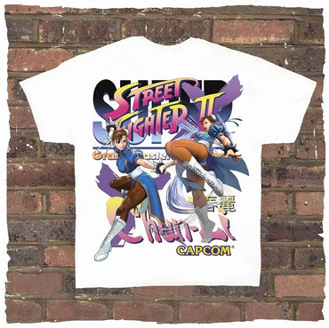 Game Spring Street Fighter, Rock and Rap, Loose High Street, High-quality Men's T-shirts, Women's T-shirts, Couple Styles