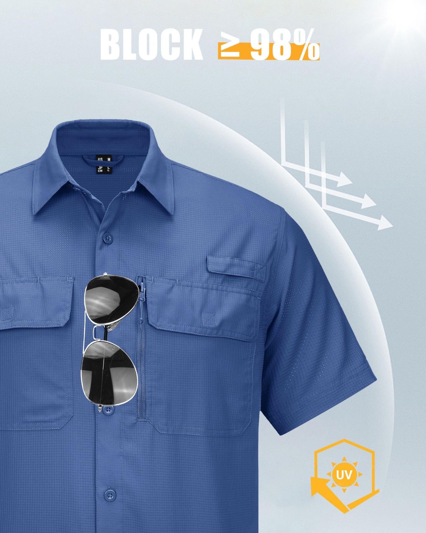 TACVASEN Quick Dry Short Sleeve Shirts Men's UPF 50+ Sun Protection Work Cargo Shirts Mesh Breathable Hiking Fishing Shirts Man