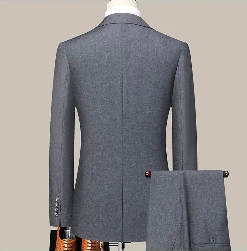 S-8XL New (Blazer+ Pants) Men's Fashion Business Gentleman Trend Slim-fit Casual Wedding Travel Plus-size Solid Color Suit