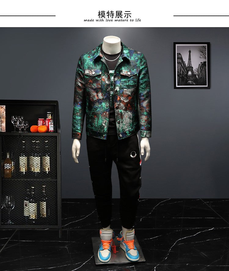 2025 Spring Vintage Jacquard Jacket Men Luxury Casual Business Social Jacket Social Streetwear Bomber Jacket Men Clothing M-4XL
